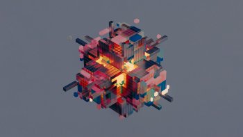 Agencement stratégique de cubes avec une lumière au centre